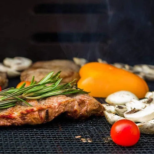 Vista 4 de LOOCH Juego de 5 Alfombrillas de Malla para Parrilla BBQ - Alfombrillas de Malla Antiadherentes de Servicio Pesado y Accesorios para Barbacoa