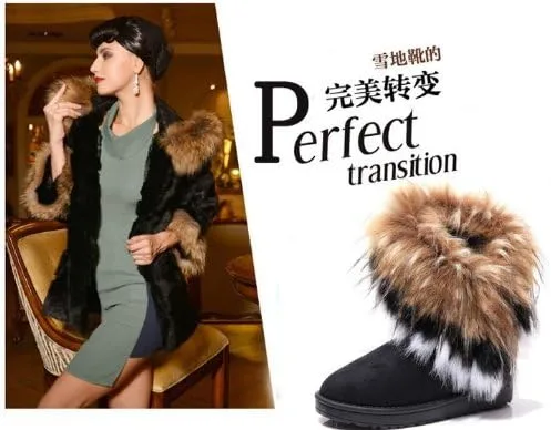 Vista 7 de Botas de invierno de piel cálida para mujer Botas de invierno elegantes para mujer, de media pantorrilla, botines de piel sintética con borla
