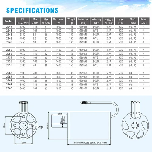 Vista 8 de Surpass Hobby 2968 3800KV Motor sin escobillas Diseño de 4 polos con chaqueta de refrigeración por agua para barco RC (3800KV)