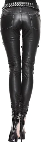 Vista 5 de Pantalones de piel sintética para mujer con cremalleras y hebillas