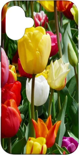 Vista 23 de Funda botánica para iPhone 17 con flores coloridas y tulipanes para amantes de las plantas