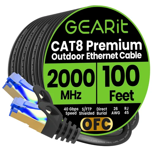 Vista 10 de GEARit - Cable Ethernet Cat8 de 25 pies, color negro, Cat 8, 40 Gbps, 2000