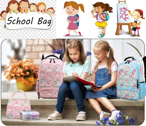 Vista 7 de Meisohua Mochilas escolares para niñas, mochila de unicornio con bolsa de almuerzo y estuche para lápices, juego de bolsas escolares 3 en 1