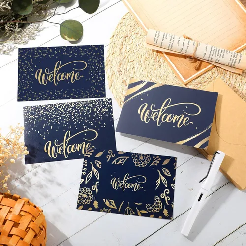 Vista 6 de Fumete 72 juegos de tarjetas de bienvenida doradas con adhesivo de papel
