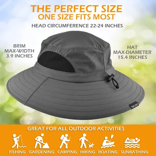Vista 7 de EINSKEY Sun Hat with Neck Flap, UV Protection Waterproof Safari Cap Wide Brim Bucket Hat for Fishing Gardening Hiking Hunting