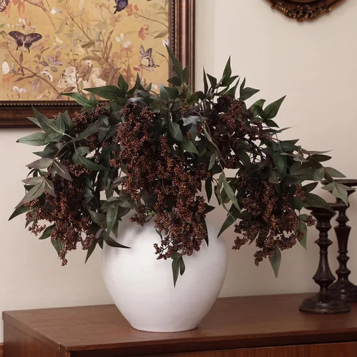 Vista 16 de Zeyune 3 tallos de bayas artificiales de 35 pulgadas, decoración