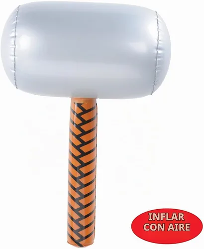 Vista 3 de Beistle Martillos inflables, paquete de 2, accesorios inflables novedosos con cabeza plateada y mango marrón, premios de carnaval de héroe