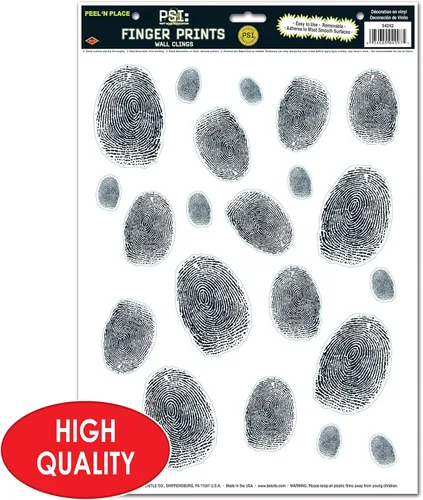 Vista 3 de Beistle 54242 - 22 piezas de huellas dactilares para pared, 1 lámina, 12 x 17 pulgadas, negro/blanco