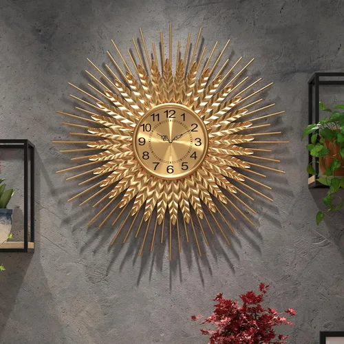 Vista 7 de Reloj de pared grande moderno decorativo de metal, relojes de pared de estilo de mediados de siglo, reloj grande dorado silencioso sin tictac, arte