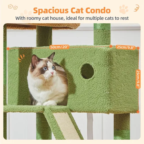 Vista 65 de Taoqimiao Árbol para gatos de 57.5 pulgadas, torre para gatos de interior para adultos, condominio extragrande para gatos, 8 postes rascadores