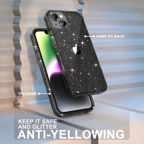 Vista 7 de Choiche, funda para iPhone 14 de mujer, brillante, protección de grado militar, 2 cubiertas de lentes de cámara Diamond, 2 protectores de vidrio