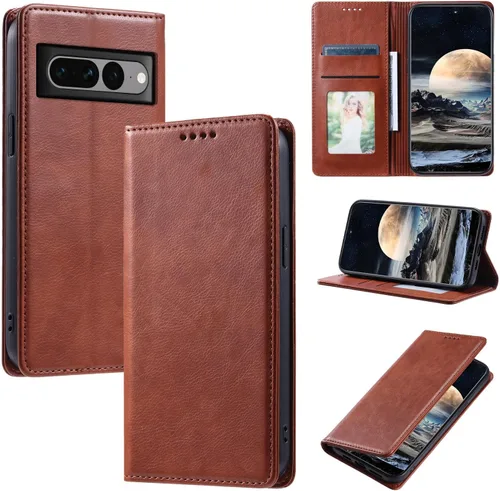 Vista 86 de Funda de cuero compatible con Google Pixel 7, compatible con Google Pixel 7 5G GVU6C GQML3 Flip Folio PU Funda de cuero negro