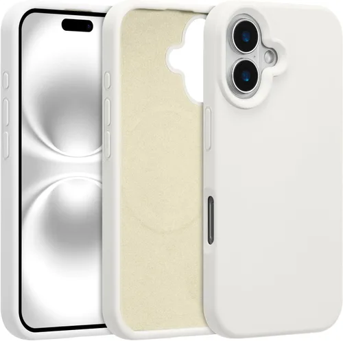 Vista 562 de Funda magnética de silicona para iPhone 13 Pro, color blanco antiguo [Compatible con Magsafe] [Forro de microfibra suave antiarañazos], funda