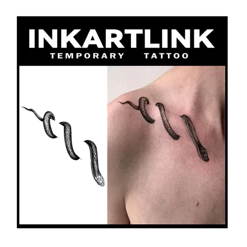 Vista 14 de INKARTLINK Tattoo Tech, 2 hojas de tatuaje semipermanente mediano, tatuajes temporales de diseño artístico para adultos, dura 1-2 semanas