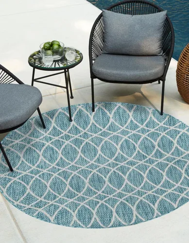 Vista 19 de Unique Loom Outdoor Trellis Collection - Alfombra de área (10 pies, redonda, verde/marfil)