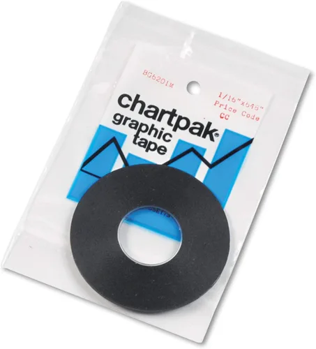 Vista 5 de Chartpak Graphic Art Tape - Cinta adhesiva 1/16 de ancho x 648 pulgadas de largo Negro