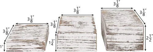 Vista 2 de MOOCA Juego de elevadores de madera personalizables, 3 soportes de altura diferentes para joyas, relojes, cosméticos y accesorios, color blanco