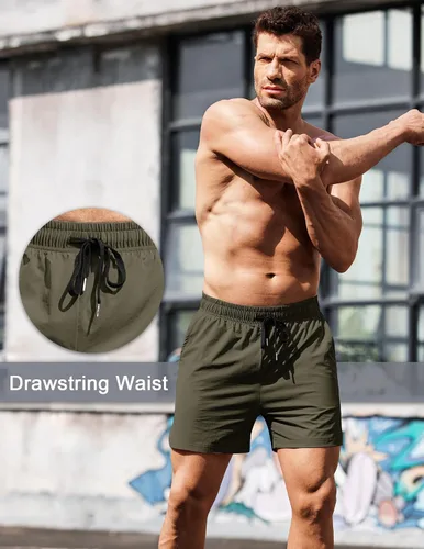 Vista 5 de COOFANDY Pantalones cortos deportivos para correr para hombre de 5 pulgadas, paquete de 2 pantalones cortos de entrenamiento para gimnasio