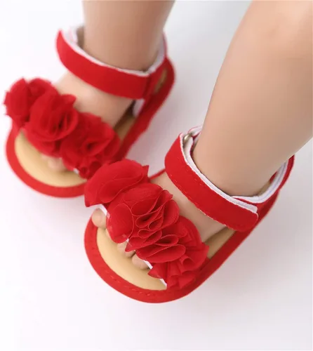 Vista 2 de COSANKIM Sandalias de verano para bebés y niñas con suela suave de flores, zapatos de vestir para cuna, recién nacidos, para recién nacidos