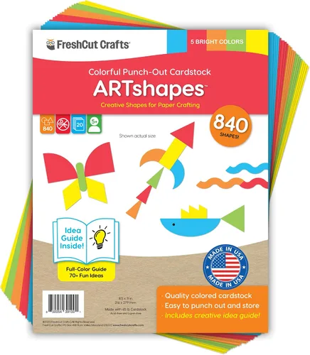 Vista 12 de ARTshapes - Paquete de 840 formas de papel creativas con guía de más de 70 ideas, cartulina hecha en Estados Unidos, suministros de manualidades DIY