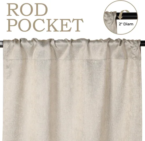 Vista 4 de BLUENILEMILLS Paneles de cortinas opacas para oscurecer la habitación con bolsillo para barra, cortinas perfectas para ventanas de cocina, Beige