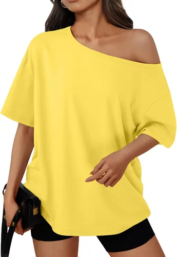 Vista 20 de Trendy Queen Camisetas de verano de gran tamaño con hombros descubiertos Negro