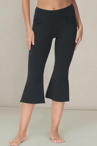 Vista 6 de Cakulo Pantalones capri de yoga para mujer, pantalones acampanados para entrenamiento, atléticos, de verano, corte de bota, pantalones capri