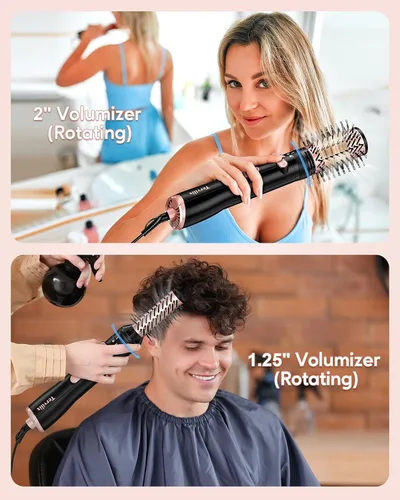 Vista 3 de Terviiix - Cepillo de aire caliente 4 en 1, estilizador de 1000 W con 2 cepillos redondos giratorios Volumizing Blowout Styler to Finish