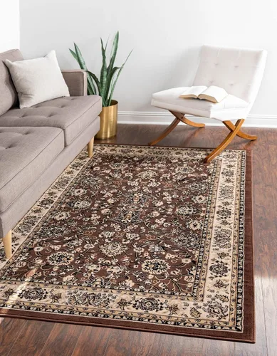 Vista 64 de Unique Loom Sialk Hill Collection - Alfombra de área Washington (6' 1" x 9' Rectángulo Burdeos/Crema)