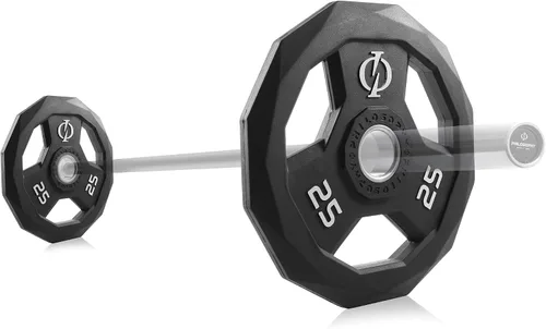 Vista 4 de Philosophy Gym Juego de 2 discos de peso con agarre olímpico recubierto de goma, placas olímpicas de 2 pulgadas, color negro
