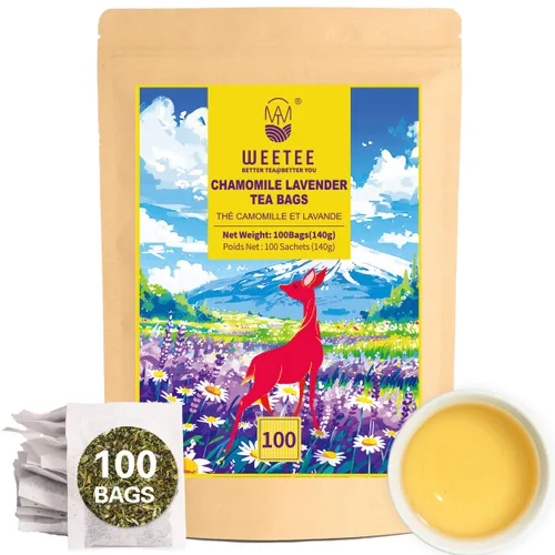 Vista 20 de WT WEETEE Bolsas de té de hierbas de manzana y canela, 60 unidades, mezcla perfecta de canela dulce, hibisco agrio, sabor natural, sin cafeína