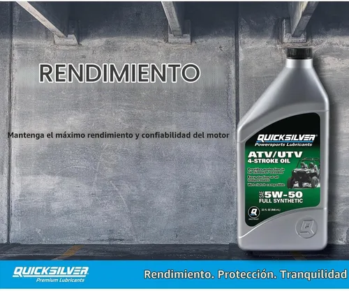 Vista 2 de Quicksilver 8M0149407 5W-50 Aceite de motor completo sintético de 4 tiempos ATV/UTV – 1 cuarto de galón