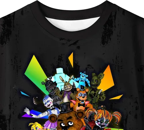 Vista 4 de Freddy's - Juego de camisa de juego para niños, camiseta y pantalones, 2 piezas, caricaturas, gráfico, casual, manga larga, ropa para el hogar de 4
