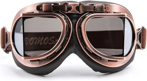 Vista 20 de Gafas Vintage para Motocicleta Antivaho y Antiimpacto Protección UV Gafas de Aviador Piloto, Adulto Carreras Voladores Equitación Arena y Polvo