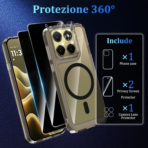 Vista 2 de Funda magnética para Motorola Edge 2026, con 2 protectores de pantalla de privacidad + 1 protector de lente de cámara, [no amarillento]
