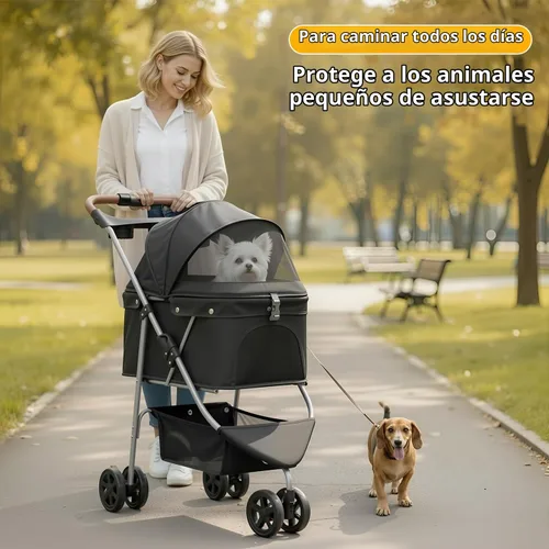 Vista 6 de Cochecito para mascotas para perros y gatos pequeños/medianos Negro