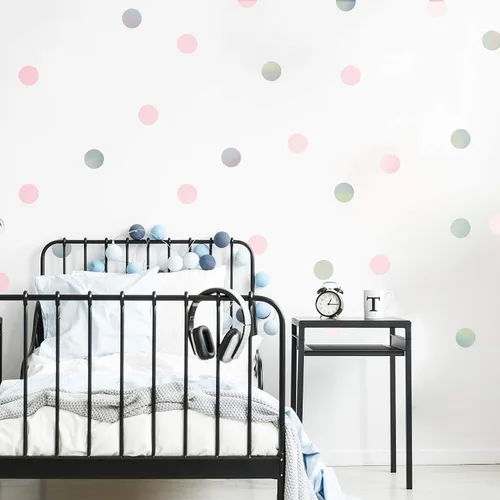 Vista 3 de Wall Pops WPD2137 Calcomanías con puntos de confeti dorado, rosa.
