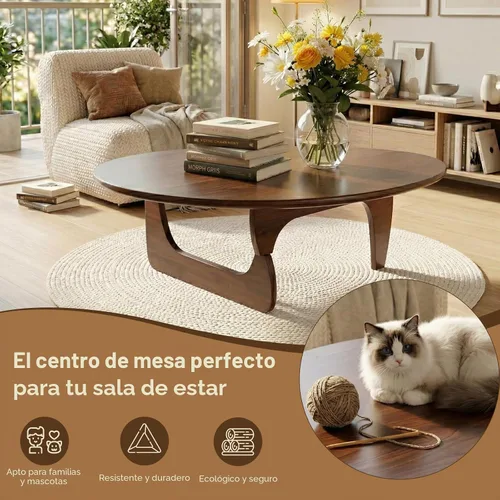 Vista 6 de SoulNest Mesa de centro pequeña de mediados de siglo, mesa de centro de nogal para sala de estar, adecuada para sala de estar, sala de recepción u