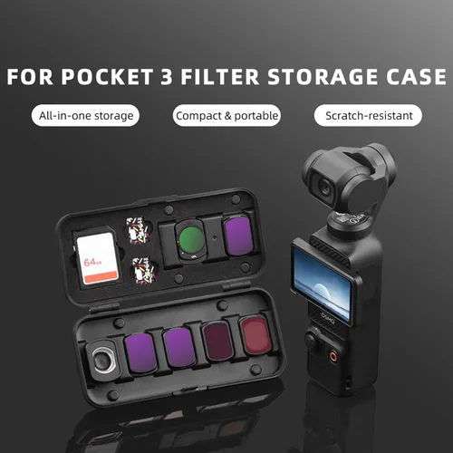 Vista 2 de Estuche rígido para filtro de lente DJI Osmo Pocket 3, a prueba de polvo y resistente al agua Bolsa de almacenamiento de filtro de lente de cámara