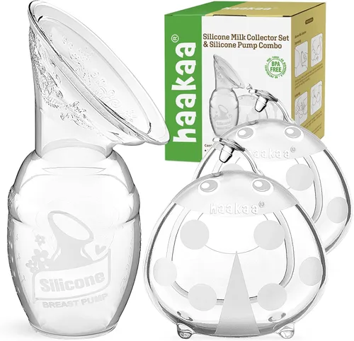 Vista 9 de haakaa Extractor de leche manual para lactancia materna de 4 oz/3.4 fl oz y colector de leche de mariquita 2.5 oz/2.5 fl oz Combo, silicona de grado