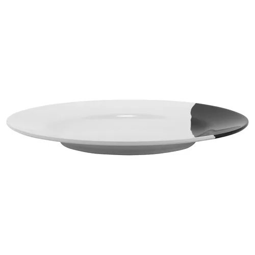 Vista 2 de G.E.T. BF-9-W/BK Bold - Plato llano de melamina con borde ancho, 9 pulgadas, blanco/negro (juego de 12)