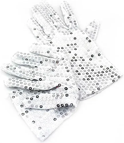 Vista 2 de Yabber Guantes de lentejuelas brillantes S niños menores de 10 años para baile de patinaje sobre hielo Disfraz Vestir juego de 2 pares Blanco