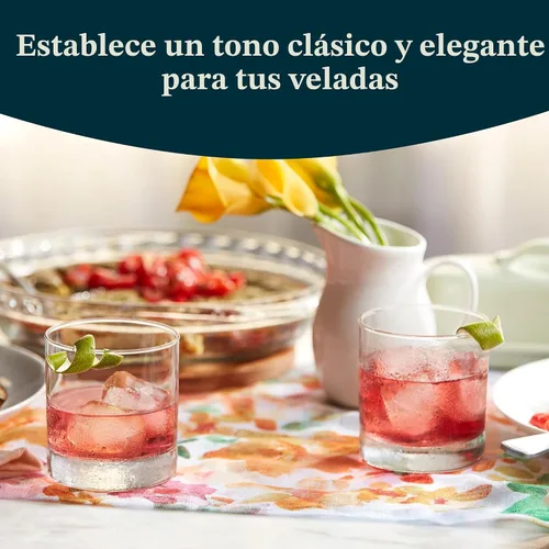 Vista 2 de Libbey 917CD Juego de 12 vasos de rocas con base pesada, vasos de vidrio con líneas simples, elegante juego de vasos estilo antiguo para whisky