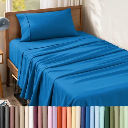 Vista 124 de Bare Home Juego de Sábanas Twin - Sábanas de Cama de Microfibra Ultra-Suave 1800 - Doble Cepillado - Bolsillos Profundos - Ajuste Fácil - Extra