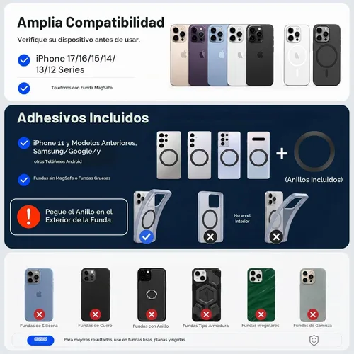 Vista 9 de Soporte magnético para teléfono para automóvil 2026, 3800gf MagSafe compatible con iPhone 17/16/15, Android, ventosa de 180+libras, soporte
