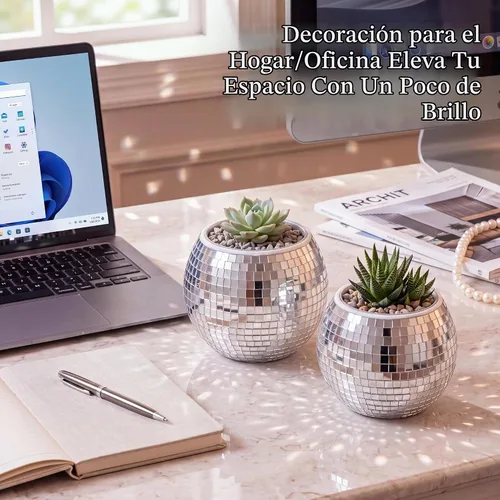 Vista 6 de 6 Piezas Jarrón de Flores Bola de Discoteca Espejo Bola de Discoteca Jarrón de Vidrio Macetero Portavelas Jarrón de Vidrio a Granel para Centros