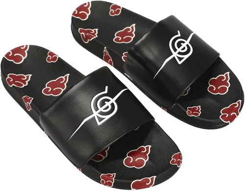 Vista 3 de Naruto Shippuden Akatsuki Red Cloud Symbol - Sandalias para hombre Negro
