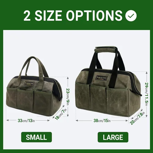 Vista 4 de Bolsa de herramientas de 13 pulgadas, bolsa de herramientas resistente al agua, bolsa de herramientas con asa para herramientas, llaves inglesas