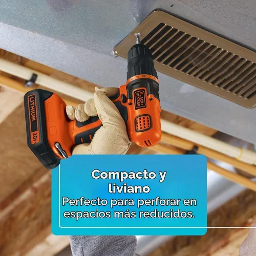 Vista 7 de Black & Decker LDX120C taladro/propulsor por iones de litio sin cable 20-volt MÁX.