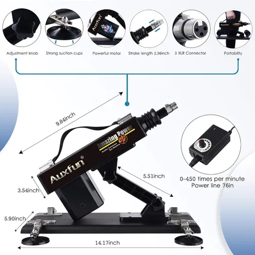 Vista 3 de AUXFUN - Máquina sexual automática de empuje con conector 3XLR juguetes sexuales manos libres, juguetes sexuales para parejas, adultos, hombres